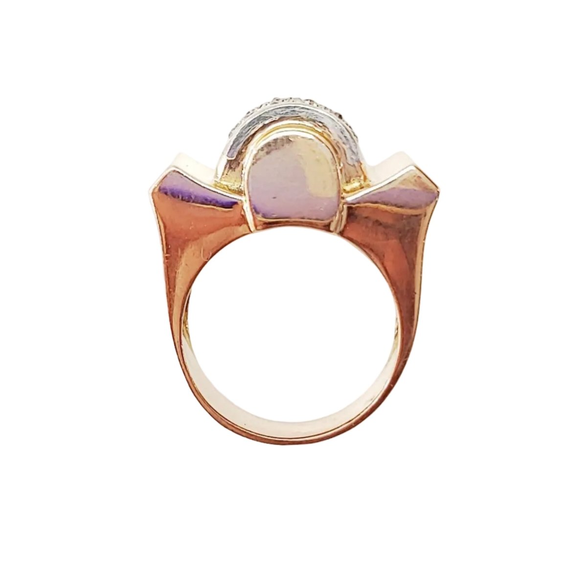 Bague Tank or rose, platine et diamants - Castafiore