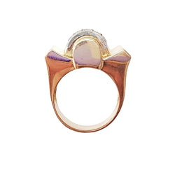 Bague Tank or rose, platine et diamants - Castafiore