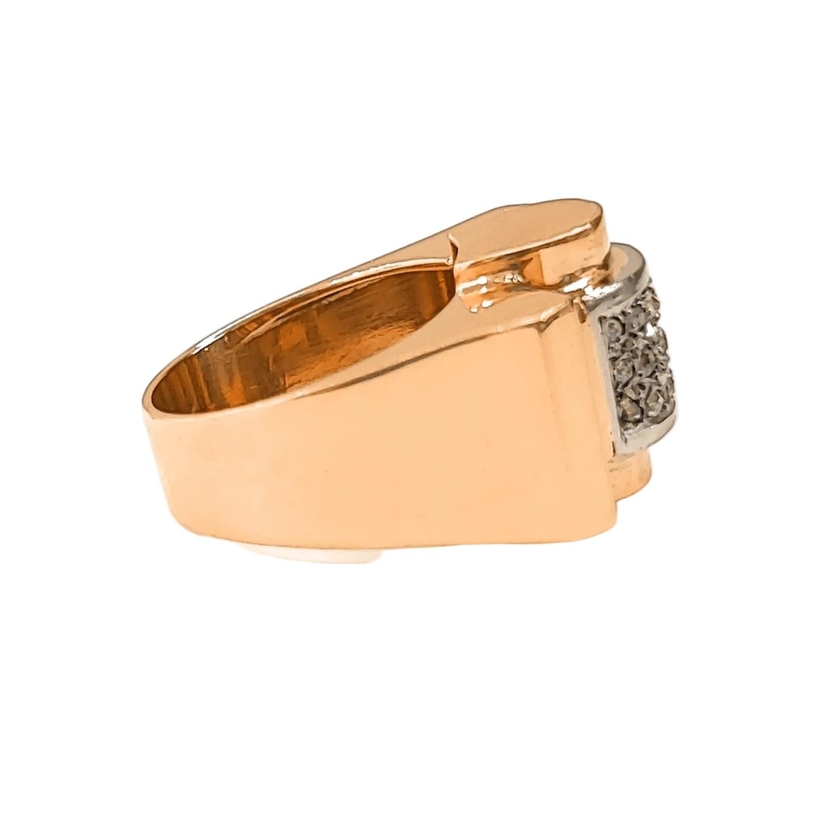 Bague Tank or rose, platine et diamants - Castafiore