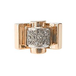 Bague Tank or rose, platine et diamants - Castafiore