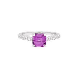 Bague TIFFANY & CO, "Novo" platine, saphir rose et diamants - Castafiore