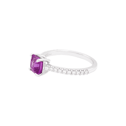 Bague TIFFANY & CO, "Novo" platine, saphir rose et diamants - Castafiore