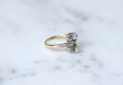 Bague Toi et Moi Diamants 0,55 Ct sur Or et Platine Belle Epoque - Castafiore