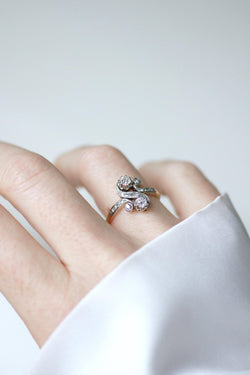 Bague Toi et Moi Diamants 0,55 Ct sur Or et Platine Belle Epoque - Castafiore