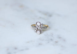 Bague Toi et Moi Diamants 0,55 Ct sur Or et Platine Belle Epoque - Castafiore