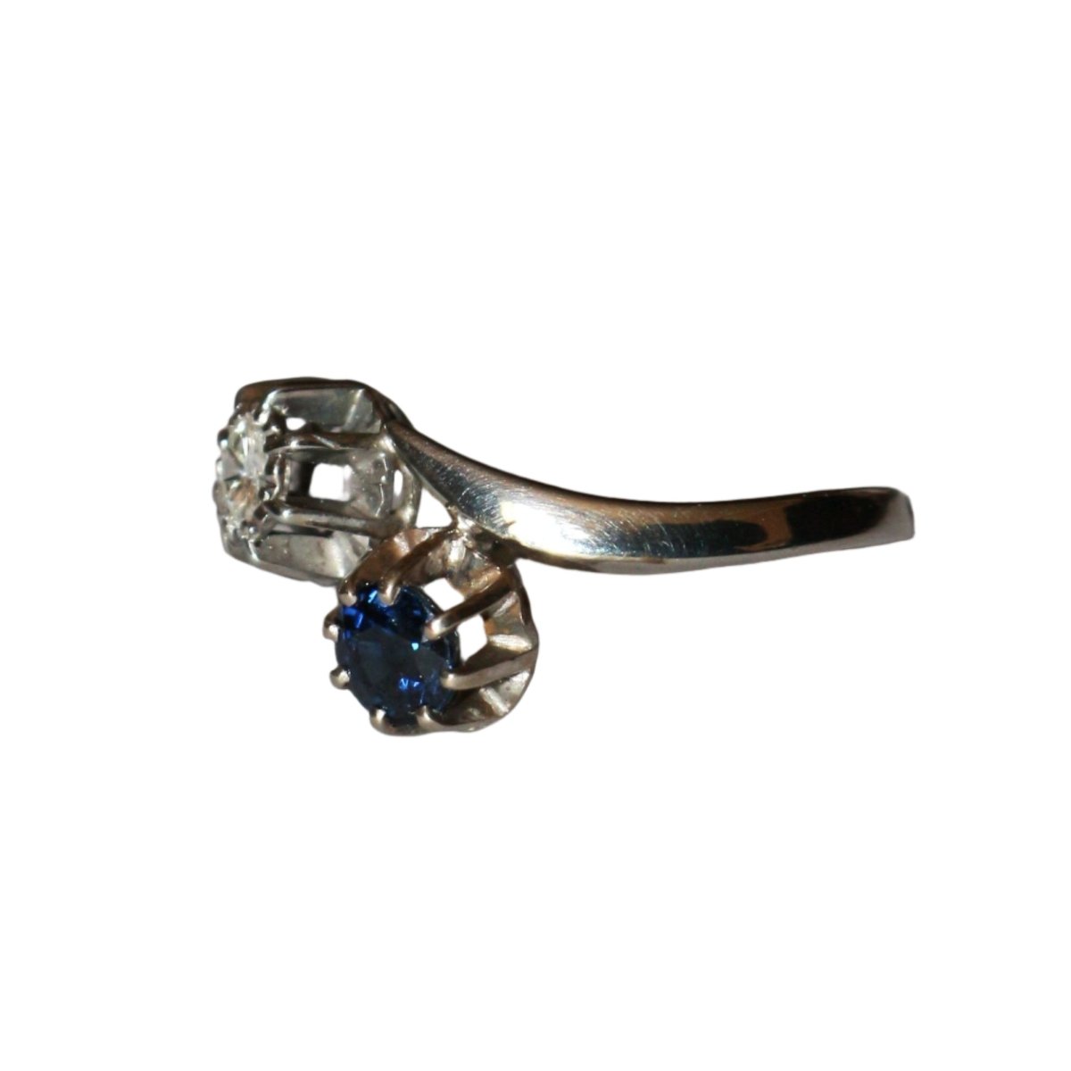 Bague Toi Et Moi en or gris, saphir et diamant - Castafiore