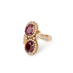 Bague Toi et Moi en or jaune, diamants et rubis - Castafiore
