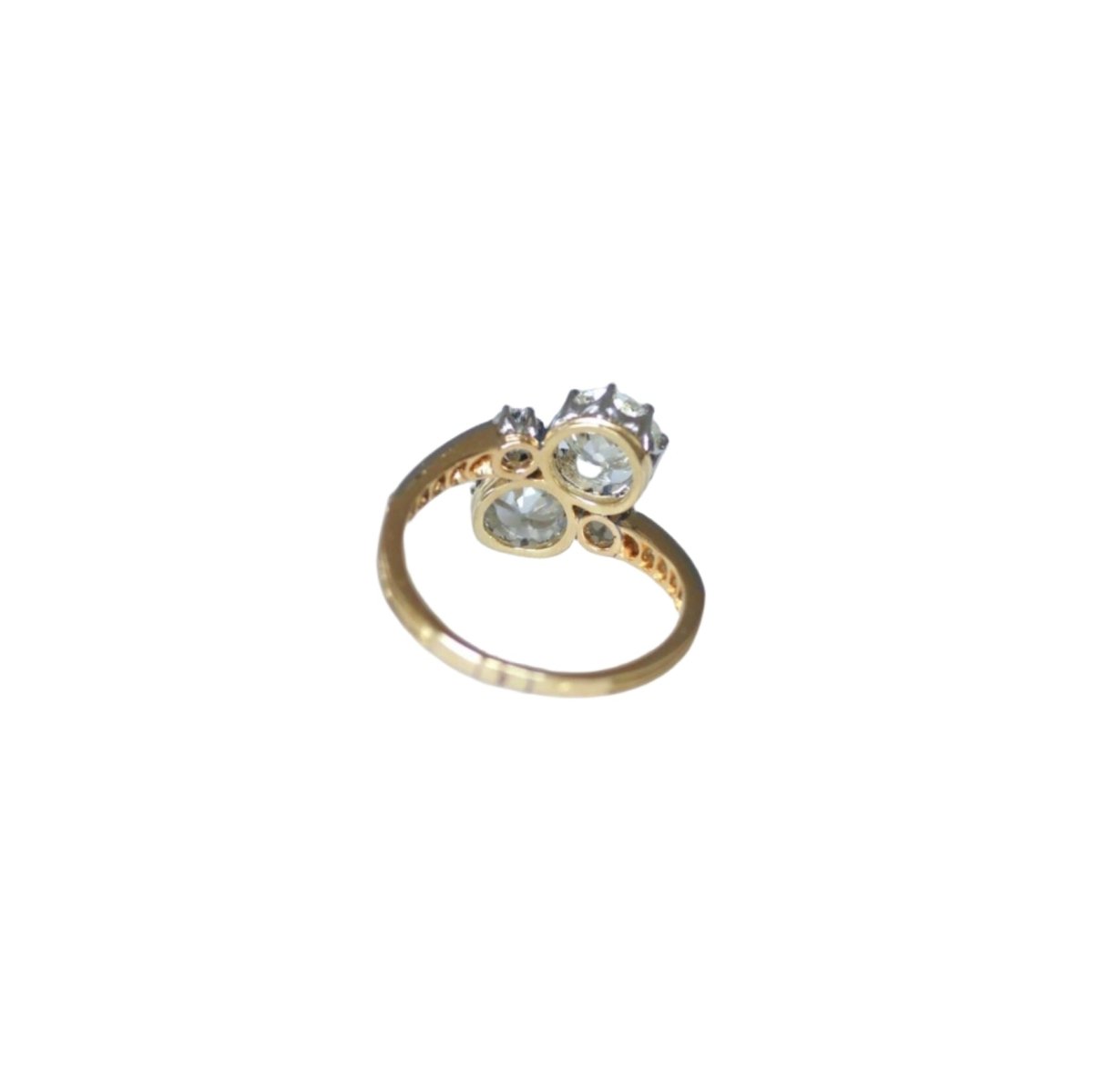 Bague Toi et Moi en or jaune, platine, et diamants - Castafiore