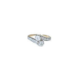 Bague Toi et Moi en or jaune, platine, et diamants - Castafiore