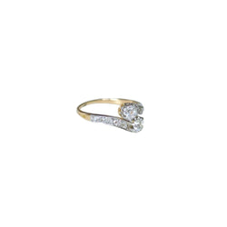 Bague Toi et Moi en or jaune, platine, et diamants - Castafiore