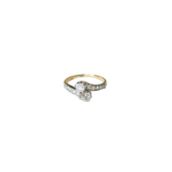 Bague Toi et Moi en or jaune, platine, et diamants - Castafiore