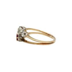 Bague Toi et Moi en or jaune, platine, rubis et diamants - Castafiore
