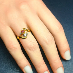 Bague Toi et Moi en or jaune, rubis et diamant - Castafiore