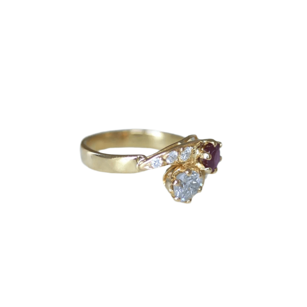 Bague Toi et Moi en or jaune, rubis et diamants - Castafiore