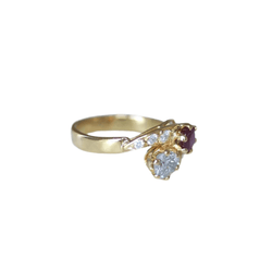 Bague Toi et Moi en or jaune, rubis et diamants - Castafiore