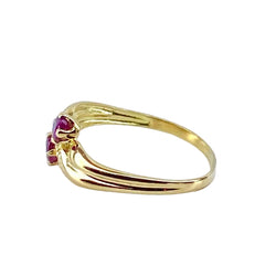 Bague toi et moi en or jaune, rubis et diamants - Castafiore