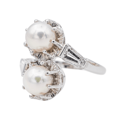 Bague Toi et moi Or blanc Perle - Castafiore