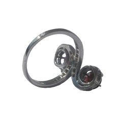 Bague Toi et Moi tourbillons XIXe Grenats Diamants Platine - Castafiore