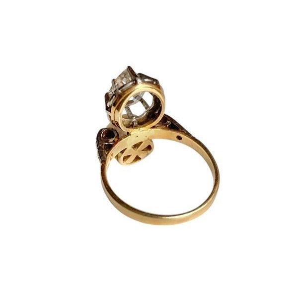 Bague Toi & Moi Belle Epoque en or jaune 18k et platine - Castafiore