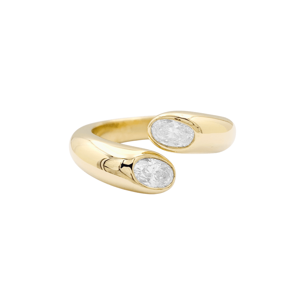 Bague Toi & Moi CARTIER "Ellipse Deux Têtes Croisées" en or jaune et diamants - Castafiore