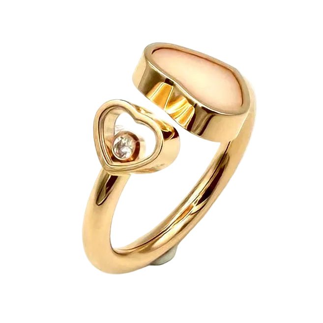 Bague Toi & Moi CHOPARD "Happy Hearts" en or rose, opale et diamant - Castafiore