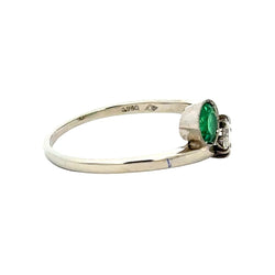 Bague Toi & Moi en or blanc, émeraude et diamant - Castafiore