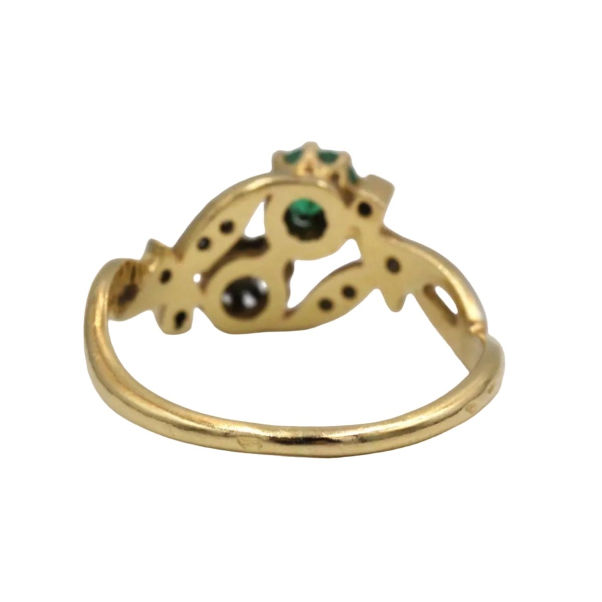 Bague Toi & Moi en or blanc, or jaune, émeraude et diamants - Castafiore