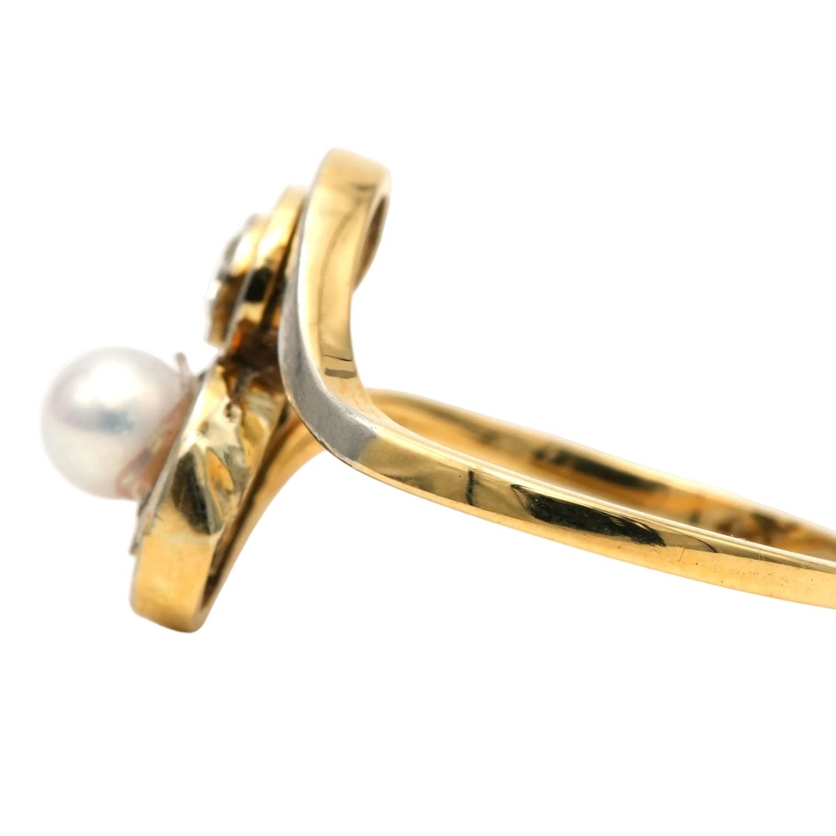 Bague Toi & Moi en or blanc, or jaune, perle et diamants - Castafiore