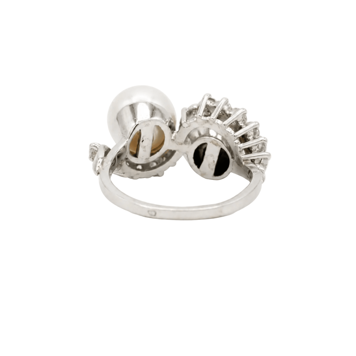 Bague Toi & Moi en or blanc, perles et diamants - Castafiore