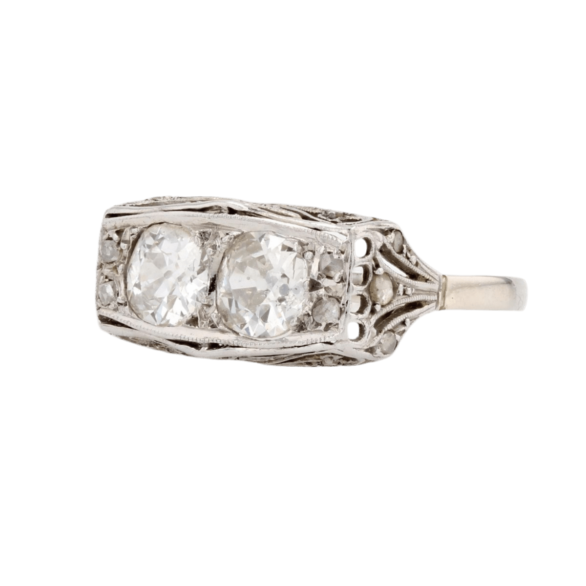 Bague Toi & Moi en or blanc, platine et diamants - Castafiore