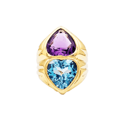 Bague Toi & Moi en or jaune, améthyste et topaze - Castafiore