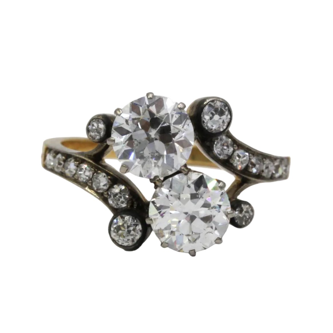Bague Toi & Moi en or jaune, argent et diamants - Castafiore