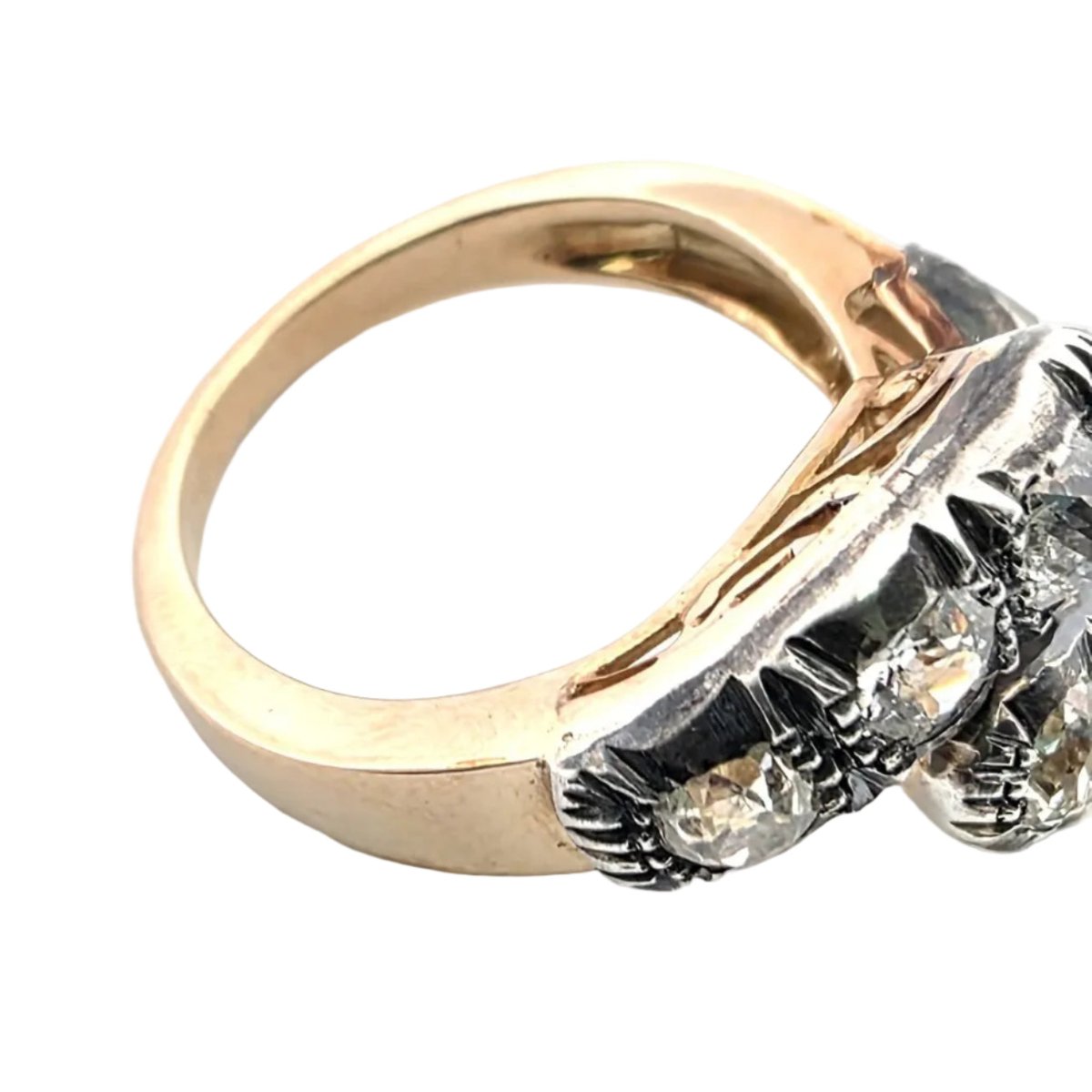 Bague Toi & Moi en or jaune, argent et diamants - Castafiore