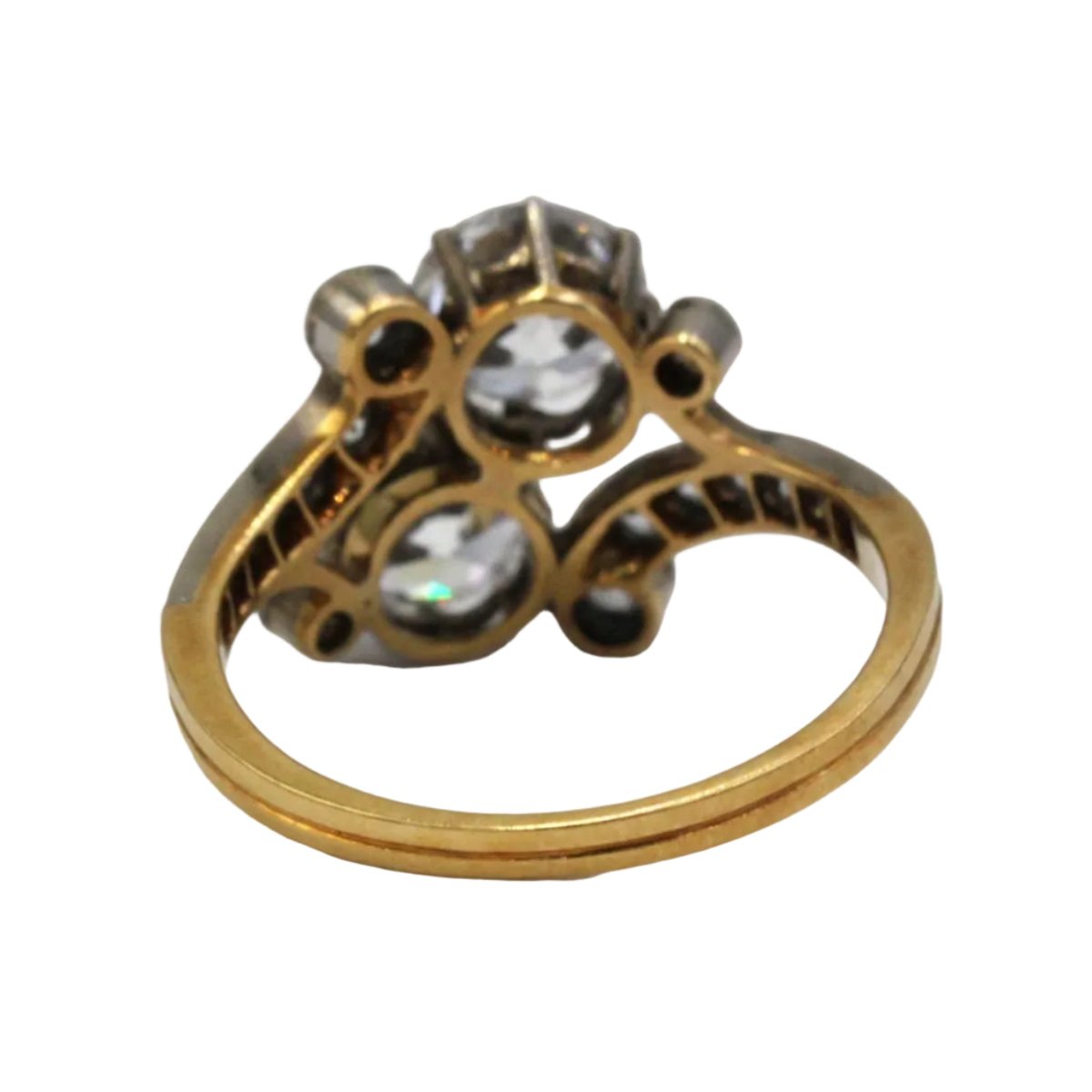 Bague Toi & Moi en or jaune, argent et diamants - Castafiore