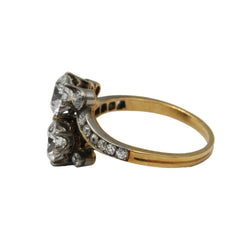 Bague Toi & Moi en or jaune, argent et diamants - Castafiore