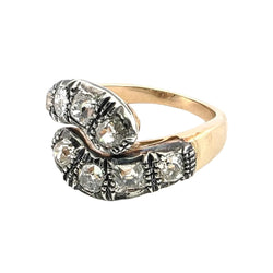 Bague Toi & Moi en or jaune, argent et diamants - Castafiore