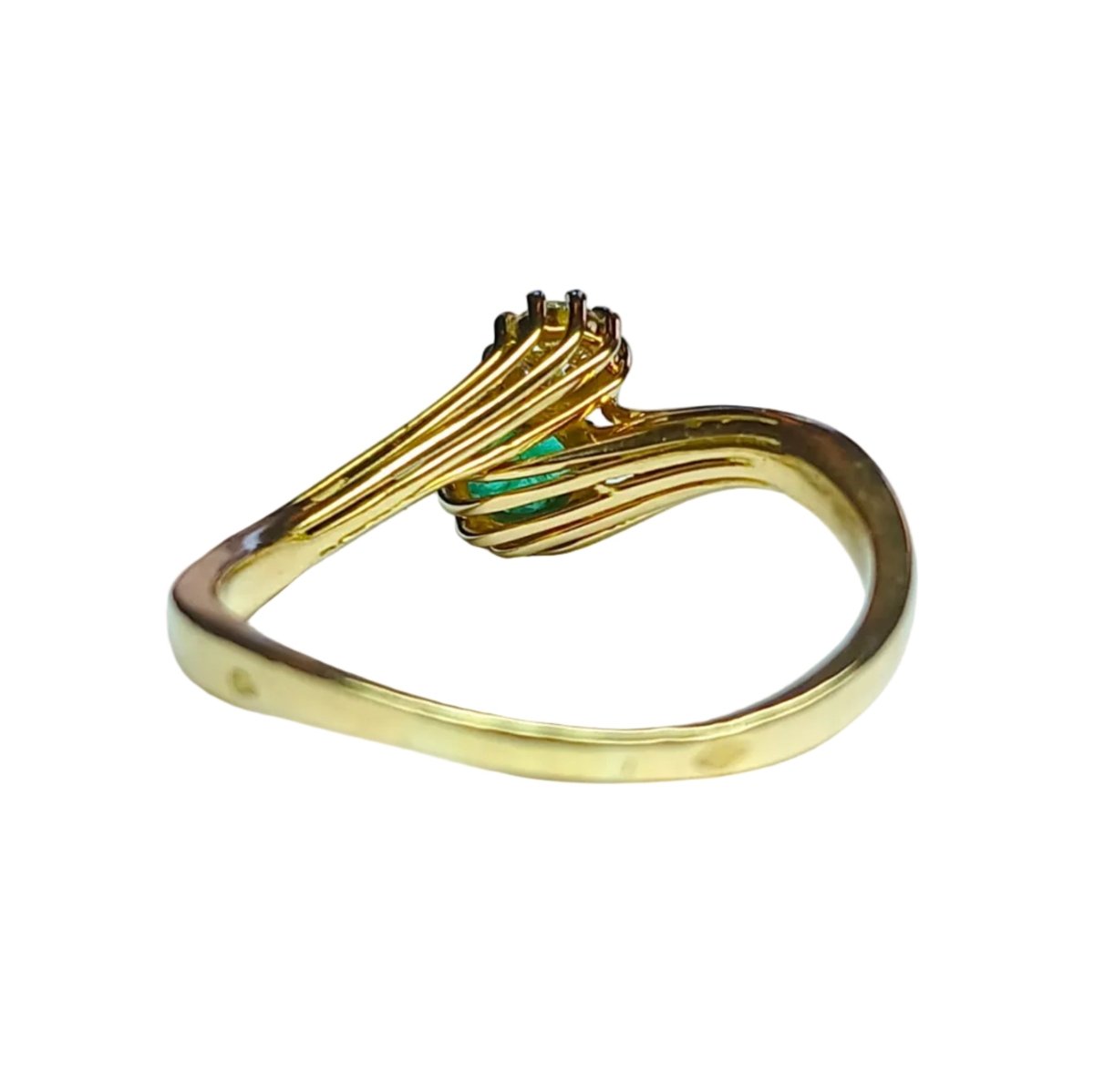 Bague Toi & Moi en or jaune, émeraude et diamant - Castafiore