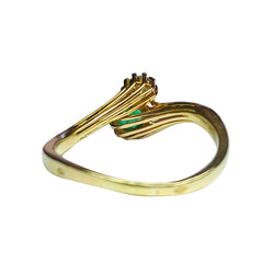 Bague Toi & Moi en or jaune, émeraude et diamant - Castafiore
