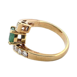 Bague Toi & Moi en or jaune, émeraude et diamants - Castafiore