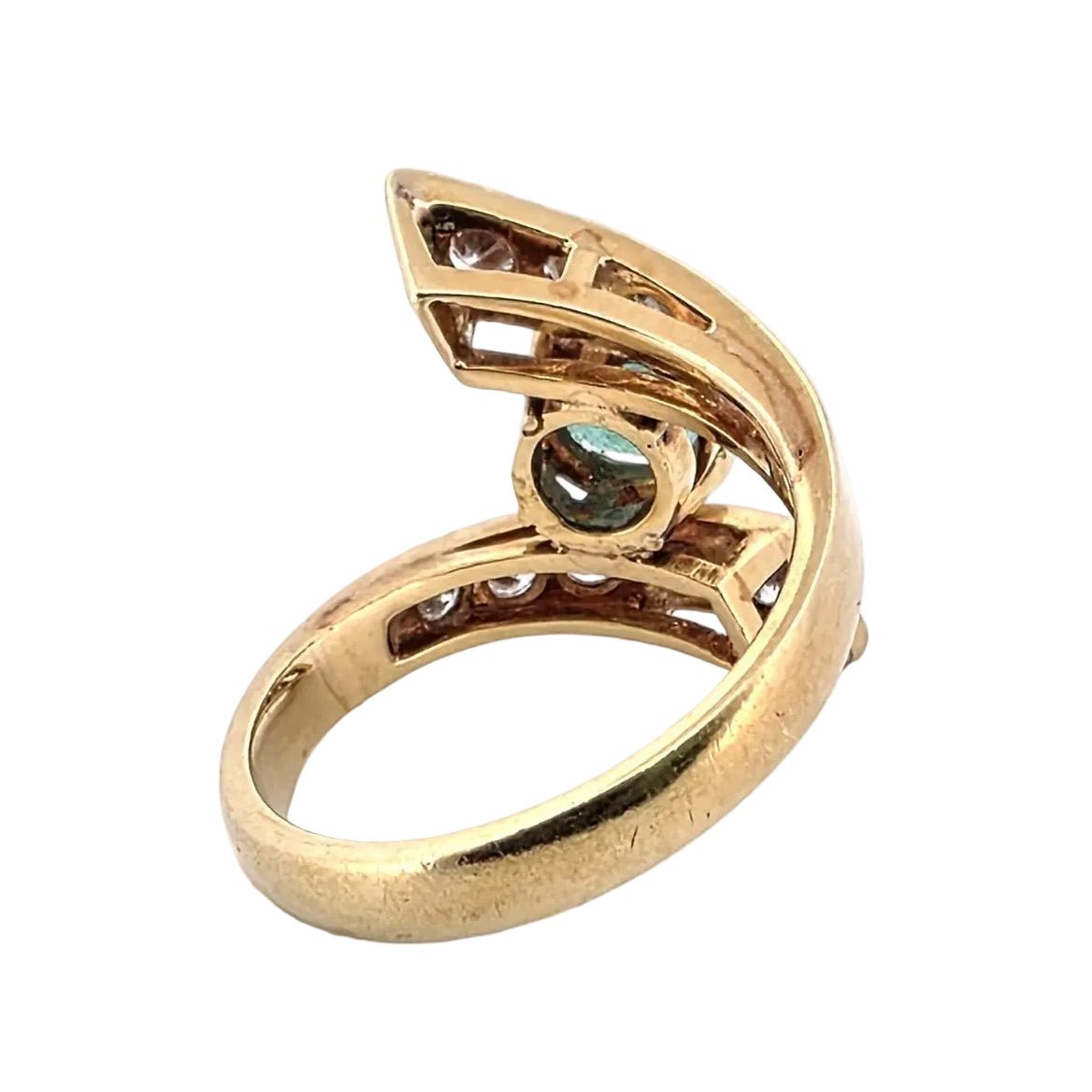 Bague Toi & Moi en or jaune, émeraude et diamants - Castafiore