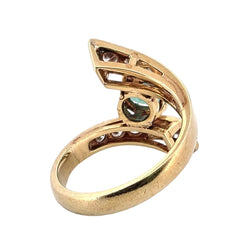 Bague Toi & Moi en or jaune, émeraude et diamants - Castafiore