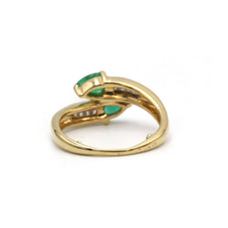 Bague Toi & Moi en or jaune, émeraudes et diamants - Castafiore
