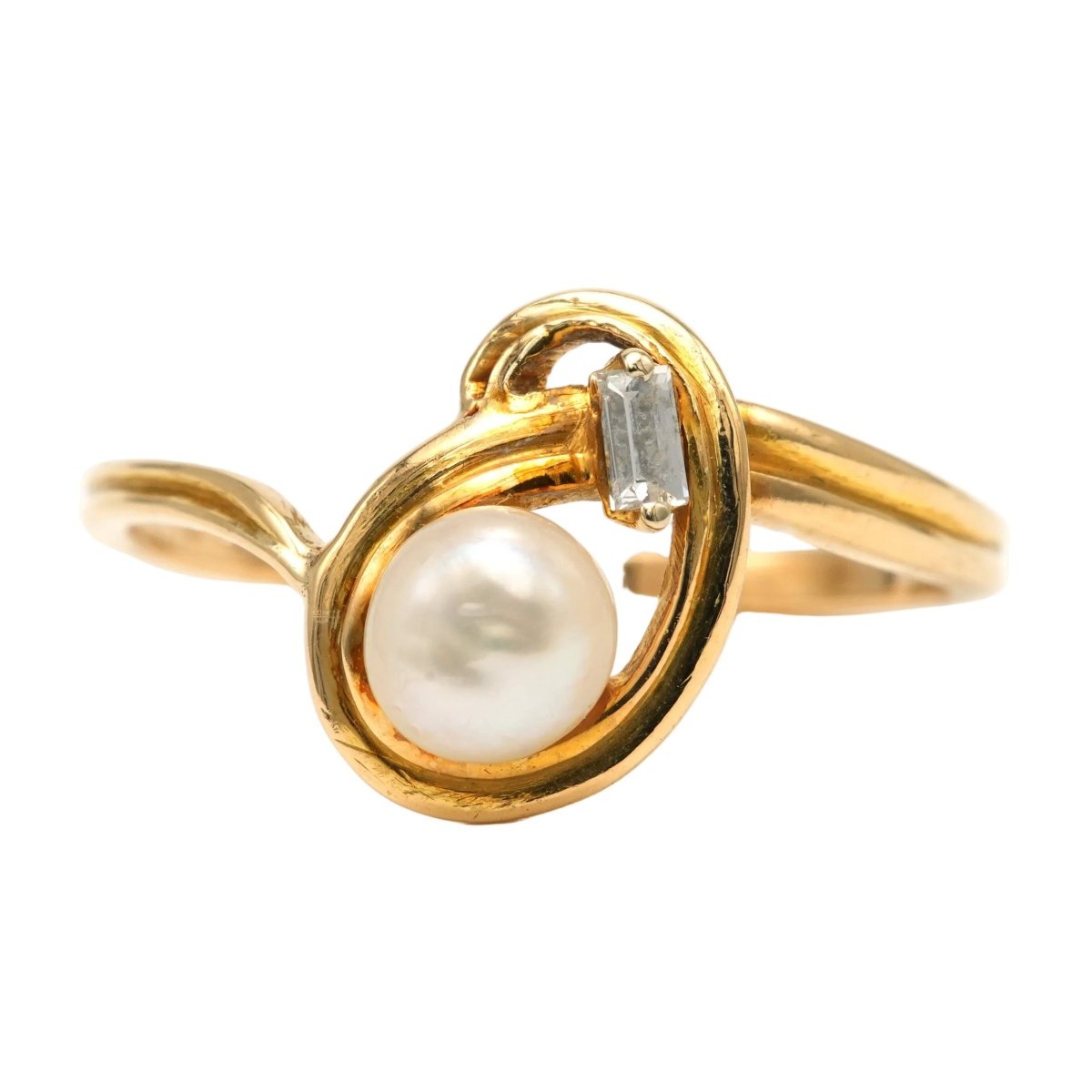 Bague Toi & Moi en or jaune, perle et diamant - Castafiore