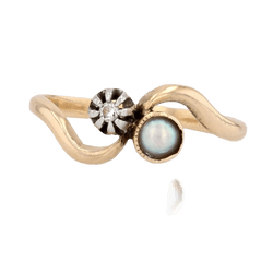 Bague Toi & Moi en or jaune, perle et diamant - Castafiore