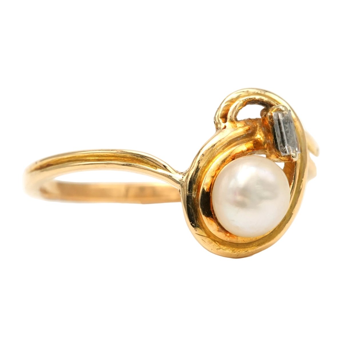 Bague Toi & Moi en or jaune, perle et diamant - Castafiore