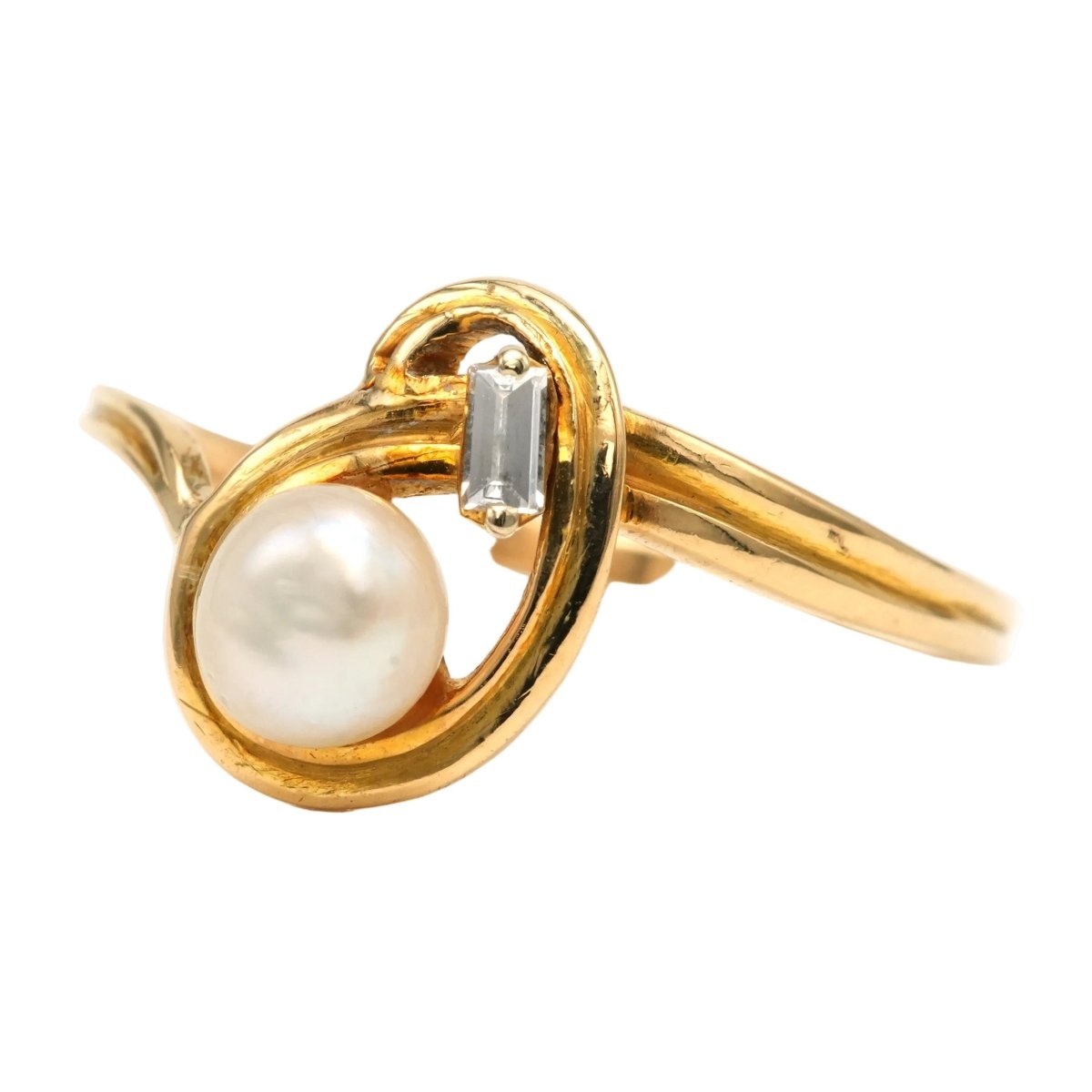 Bague Toi & Moi en or jaune, perle et diamant - Castafiore