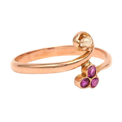 Bague Toi & Moi en or jaune, perle et rubis - Castafiore