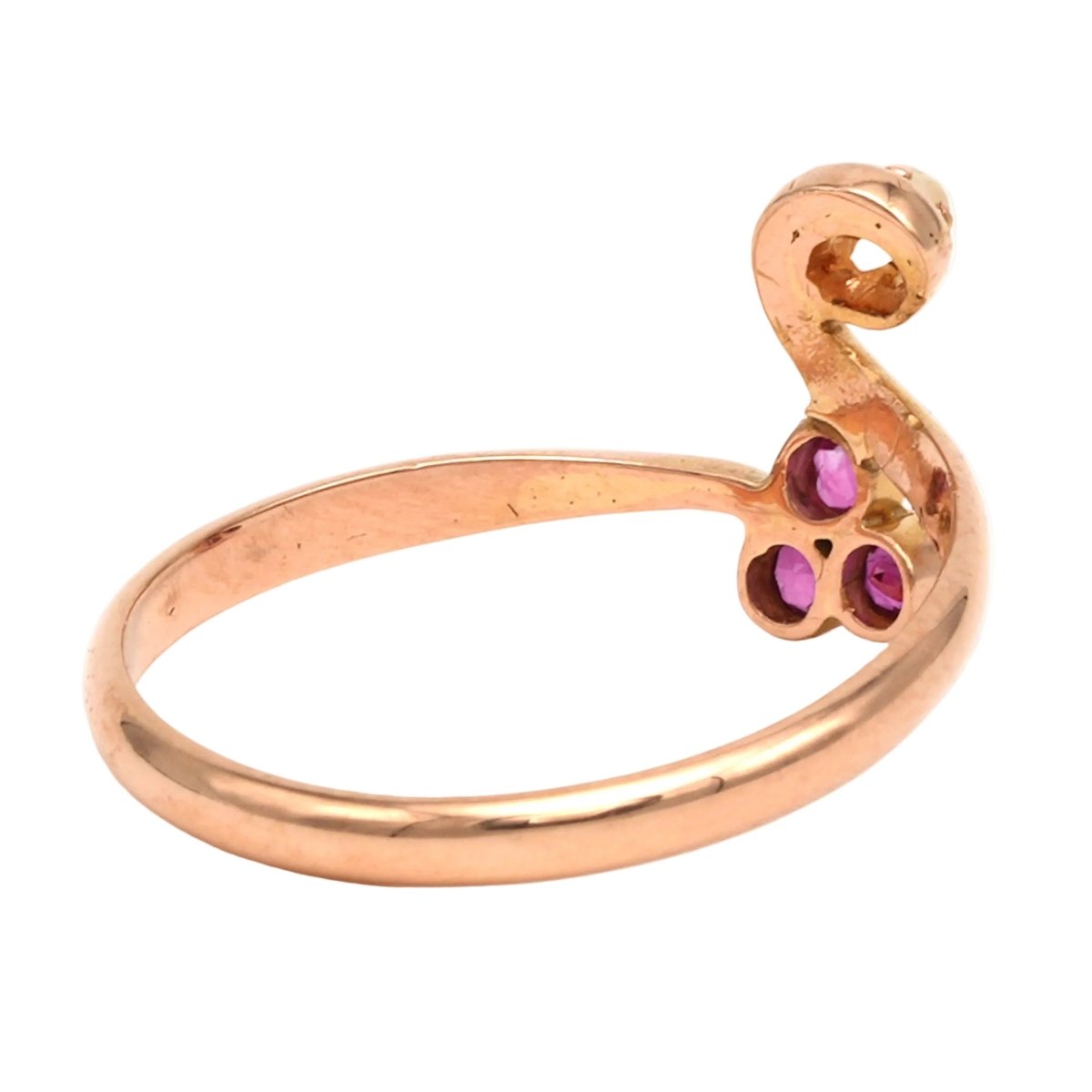 Bague Toi & Moi en or jaune, perle et rubis - Castafiore