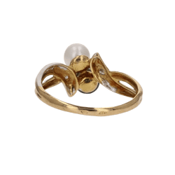 Bague Toi & Moi en or jaune, perles et diamant - Castafiore