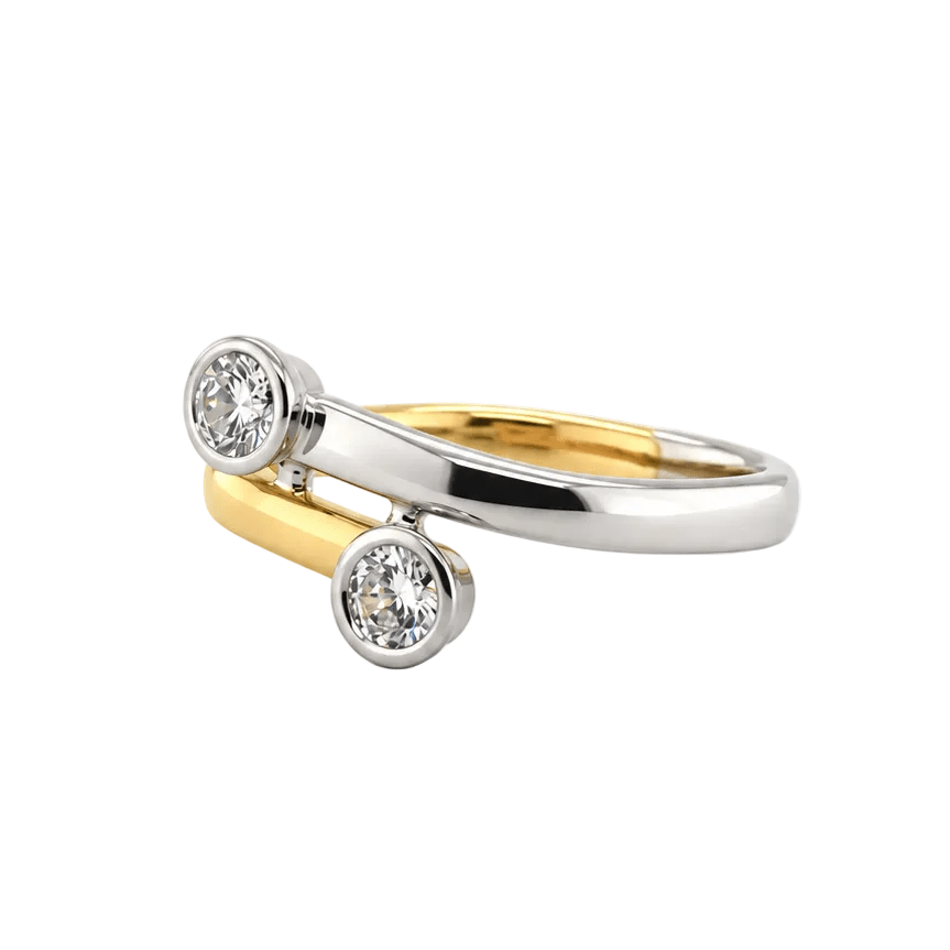 Bague Toi & Moi en or jaune, platine et diamants - Castafiore